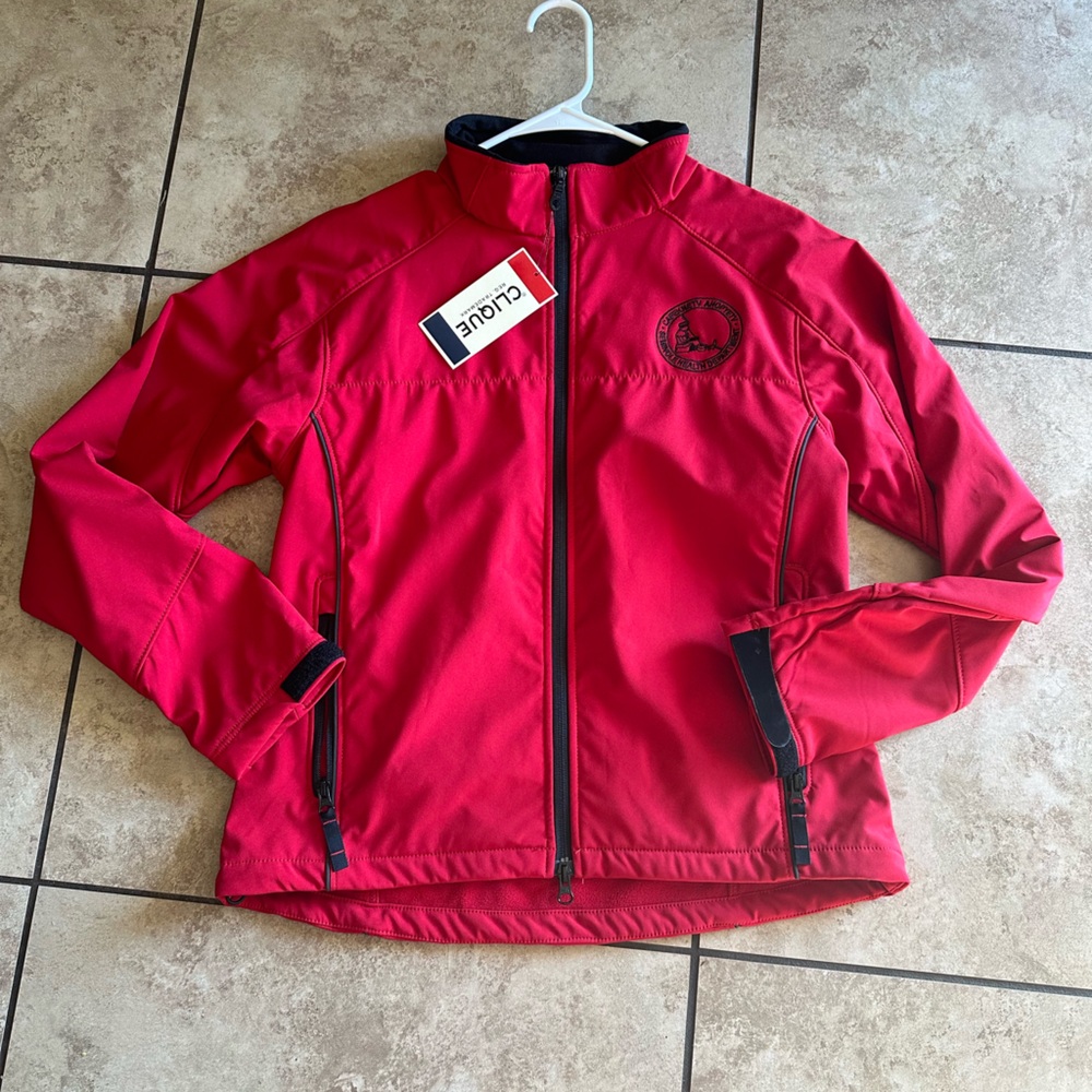 NWT CLIQUE Utility Jacket Sz M Women‎ Red Long Sleeve Zip Pockets Bungee Waist